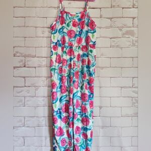 Floral Kids Jumpsuit - Pink and Green